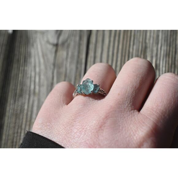Handmade Aquamarine Ring in .925 sterling silver - Picture 3 of 5